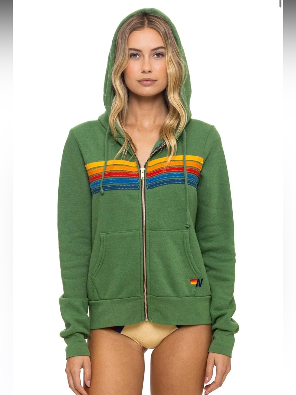 Aviator Nation 5 STRIPE HOODIE - PALM